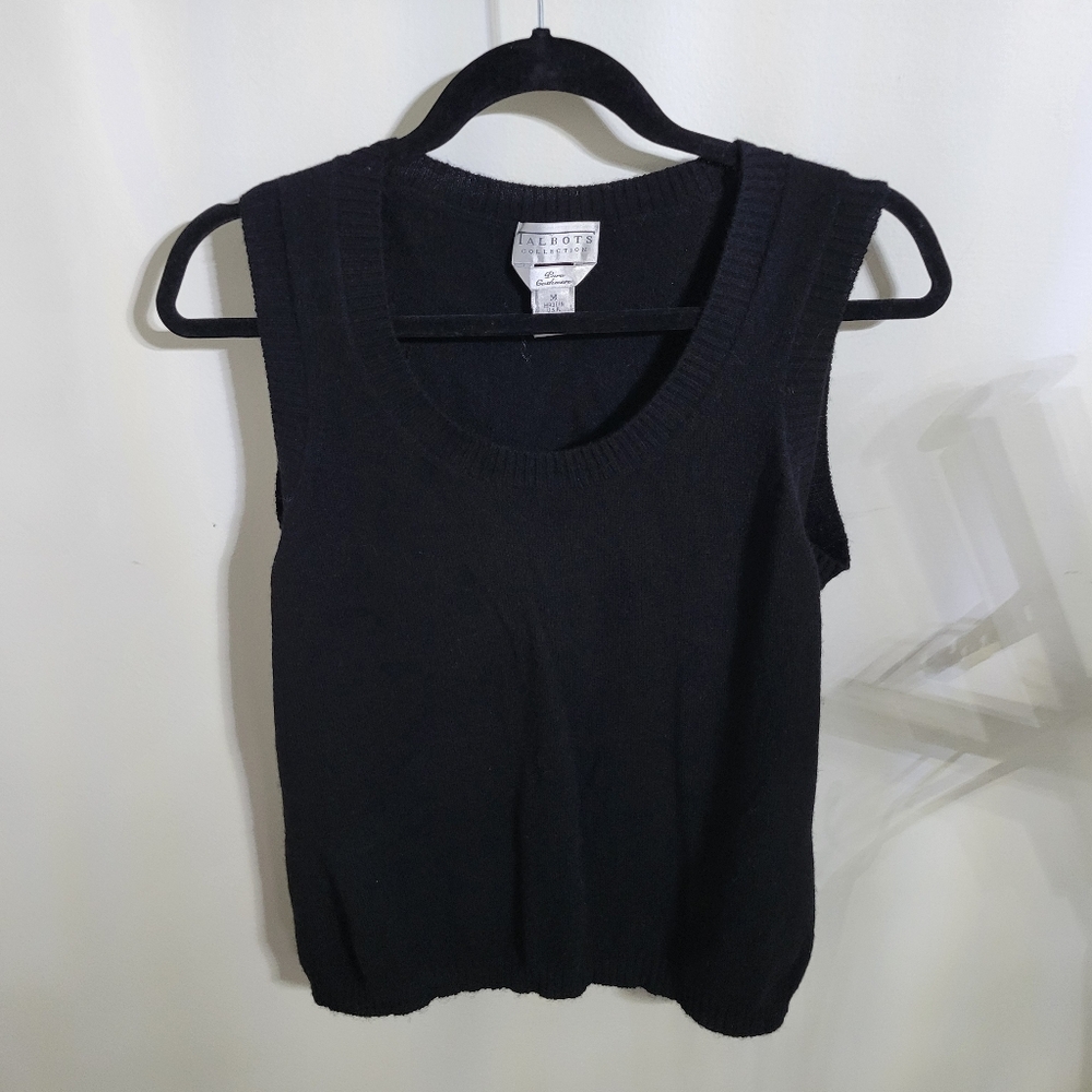 Talbots Collection Women's Black Sleeveless Sweater 100% Cashmere, Size M